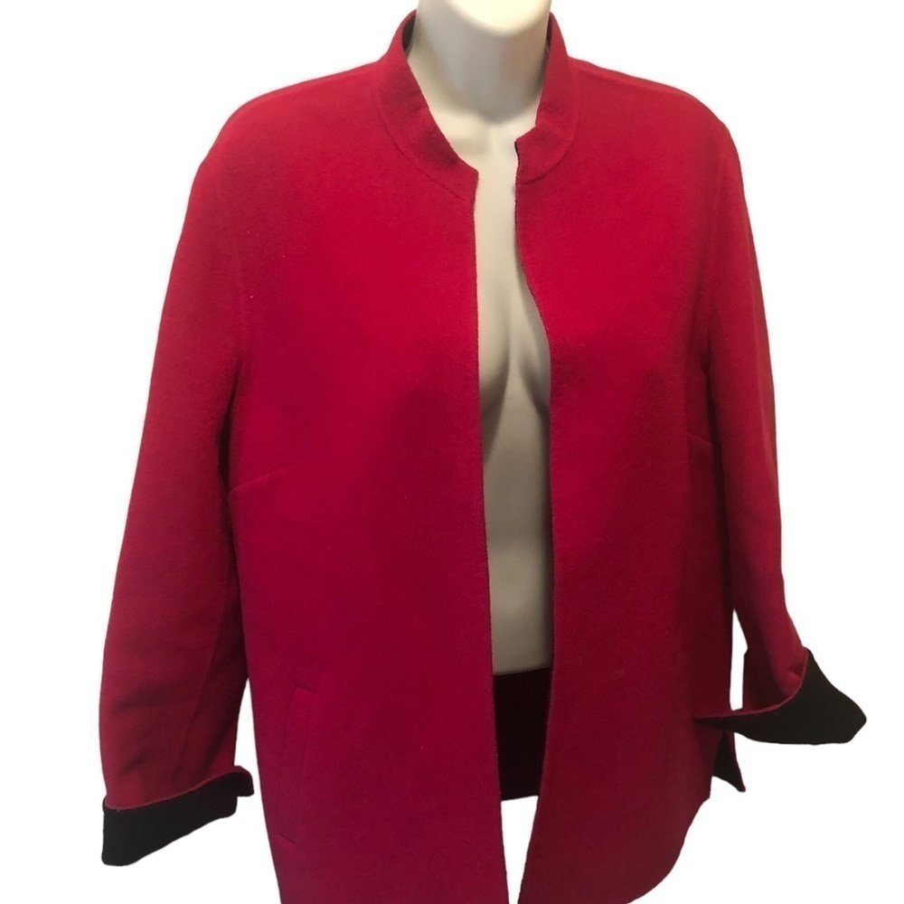 VTG Talbots Wool CASHMERE Dark Blend Pink Open Concept Blazer Jacket 12 Winter
